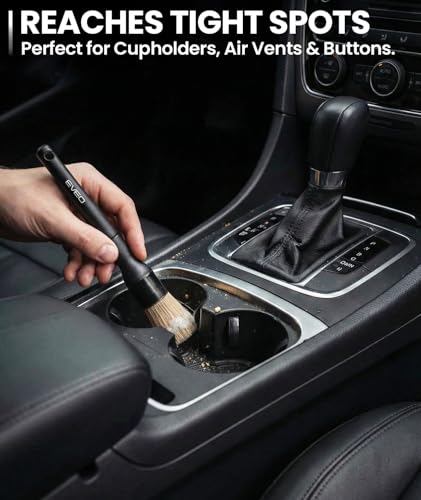 EVEO Car Detailing Brush Set - (3 Pack) Car Detailing Kit Interior, Car Interior Detailing Kit Car Detailing Brushes - Car Cleaning Brush, Car Detailing Brushes, Car Detailing Tools | Soft Boars Hair β image 4
