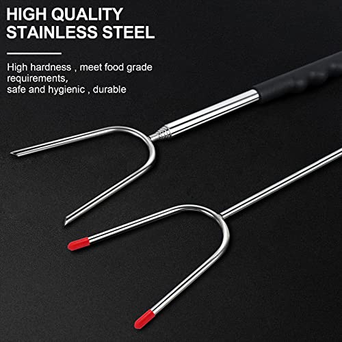 DIKER Grillspieße Teleskop Marshmallow, Stockbrot Stöcke Roasting Sticks Schaschlikspieße, Lagerfeuerspieße Edelstahl Ausziehbar, Grillstab, Grillbesteck Set für Camping Grill (10er Pack, Edelstahl)
