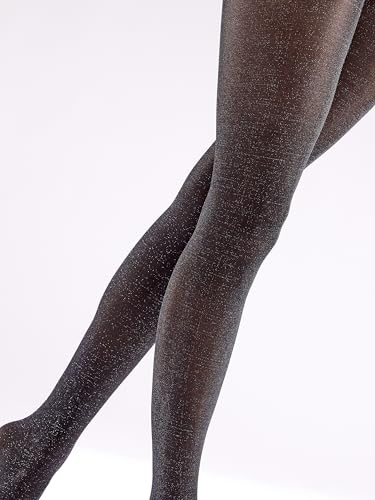 Women's Soft Shimmer Opaque Tights, semi-sheer tight, Black (Black), One Size2