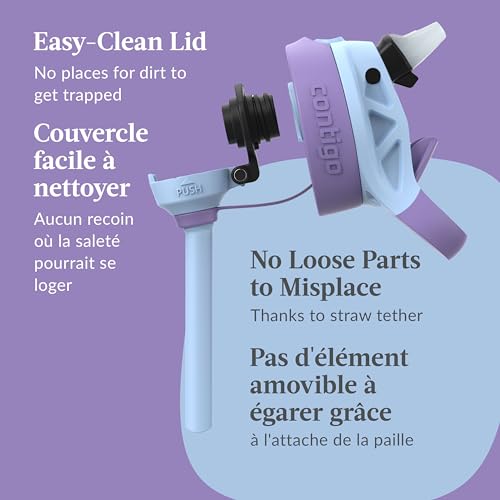 Contigo Kids Aubrey Straw Water Bottle with Leak-Proof Lid, BPA-Free Plastic, Dishwasher Safe, Periwinkle & Amethyst, 14 oz (414 mL) by Contigo - Image 3