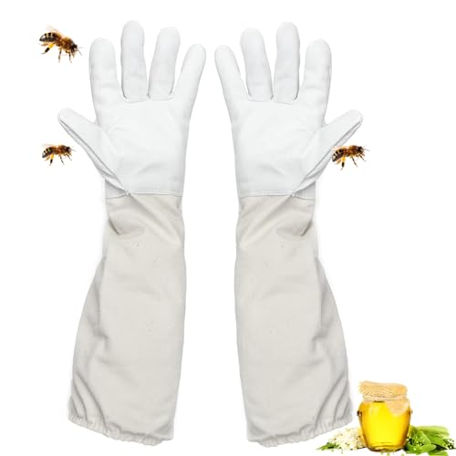 Roysmart Gants d'apiculteur en cuir de chèvre - Gants de protection longs - Accessoires d'apiculture