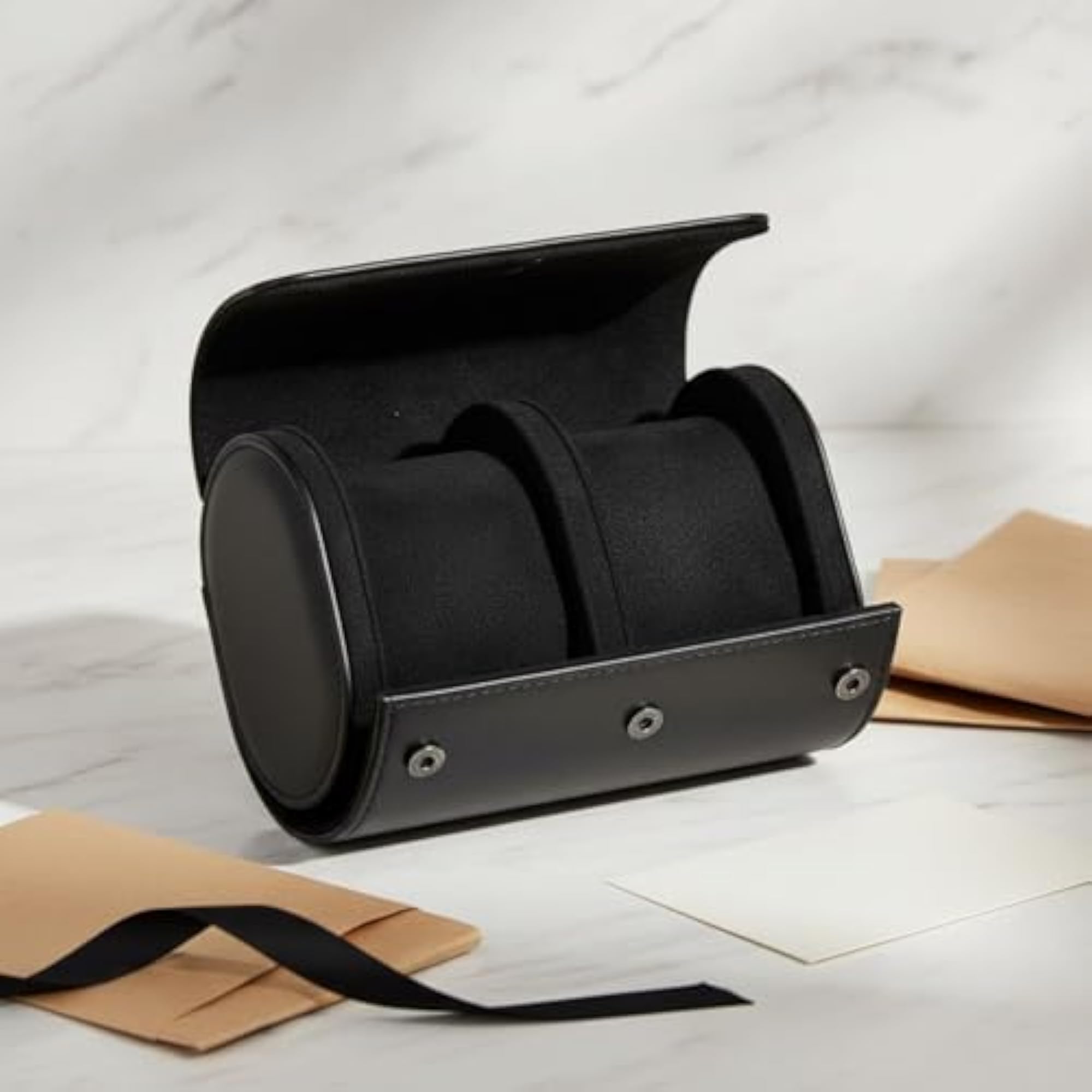 Leather Watch Travel Case, Snap Closure