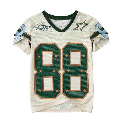 Girls Boy Jersey Shirt Y2k Baggy Shirt 88 Graphic Tshirt V Neck Outfit Kids Oversized Short Sleeve Summer Tee Top - Main Image