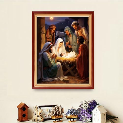 Image of Dooxvey Cross Stitch Kits for Adults Stamped Full Range of Embroidery Starter Kits for Beginners 11CT Printed Cross Stitch Patterns Needlepoint Kits Stamped Crossstitching-Great Nativity 16x20 inch