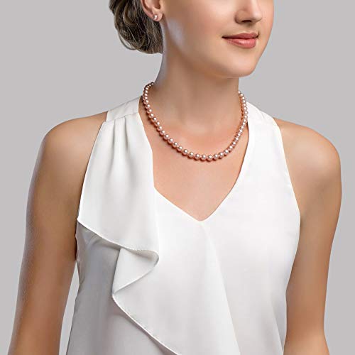 The Pearl Source 14K Gold 7-8Mm Aaa Quality Pink Freshwater Cultured Pearl Necklace For Women In 18" Princess Length #TOP2