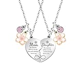 lauhonmin 2Pcs Mother Daughter Heart Matching Pendant Necklace Set Gifts For Mom Mothers Day Birthday Christmas Presents From Daughter Mothers Day Gifts for Mom
