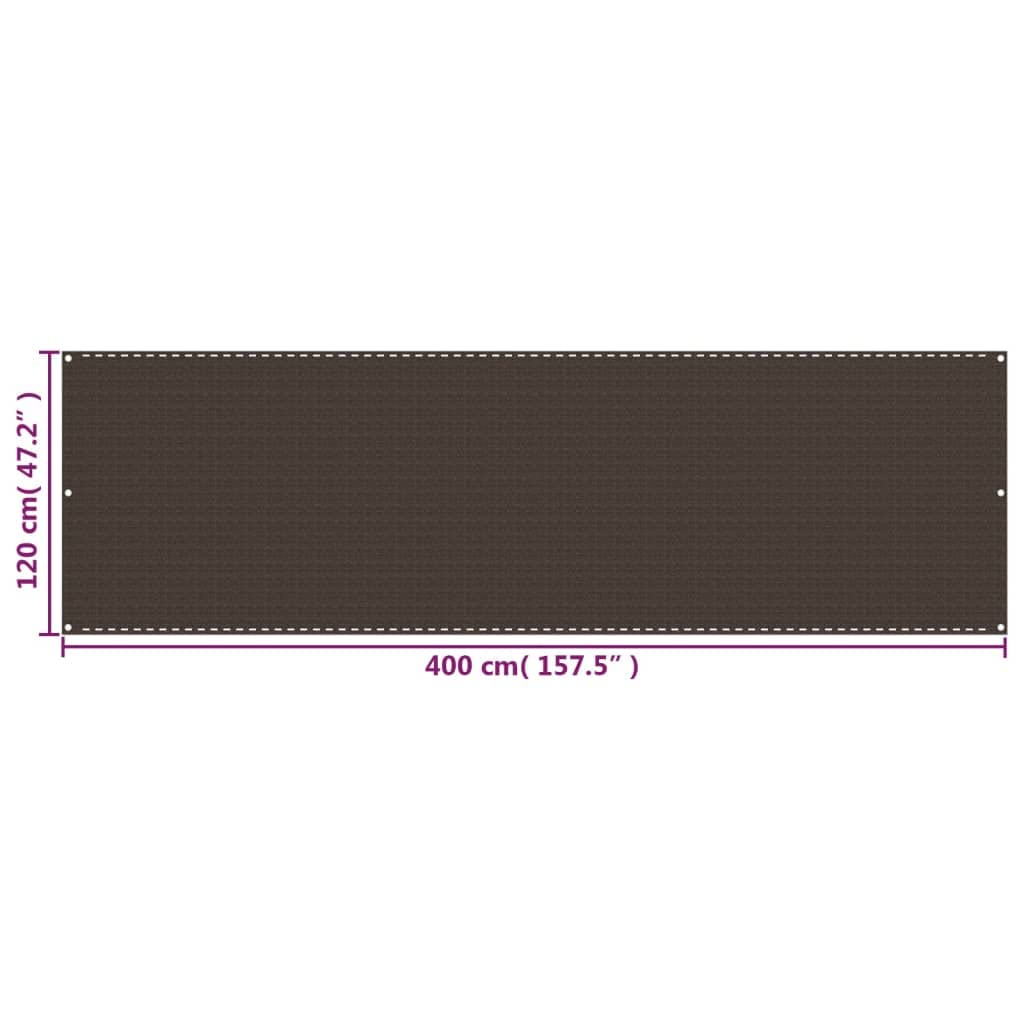 Telo Frangivista da Balcone in HDPE, Privacy, Marrone, 120x400 cm