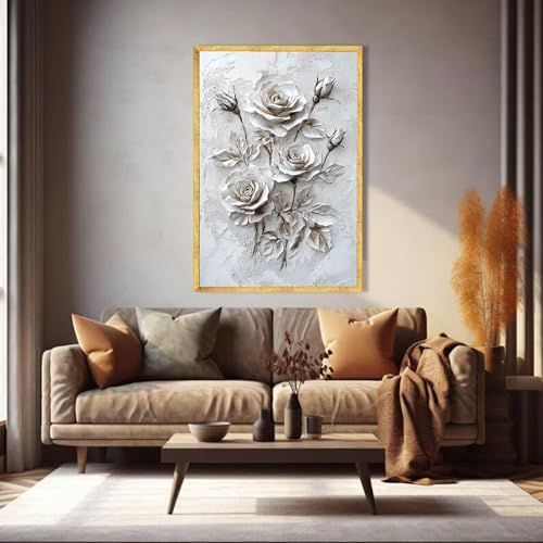 Tableau roses blanches pour salon décoration murale zen - 2