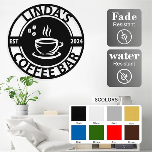 Image of Personalized Coffee Bar Metal Sign, Custom Coffee Signs, Custom Coffee Name Signs for Cafe Station, Coffee Wall Art Decor for Kitchen, Cafe Shop Decor, Cafe Lover Gift
