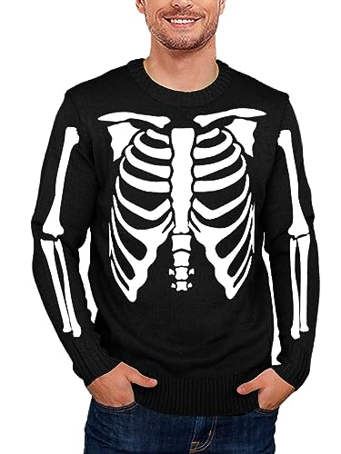AOBUTE Halloween Knit Sweater Adult Skeleton...