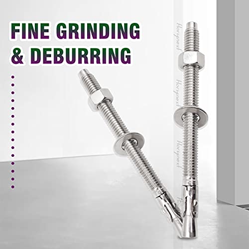 Horiznext 3/8\"x 5\" inch Stainless Steel Standard Strong Wedge Anchor, Fasteners for Concrete (4 pcs)