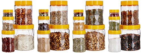 Amazon Brand – Solimo Plastic Wavy Pattern Storage Container Set With Wide Mouth (20 Pieces, Large) For Rs. 336 @ 74 %