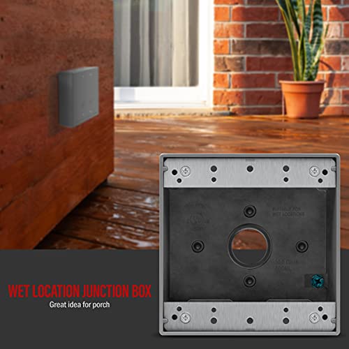 Enerlites Weatherproof Outlet Box With Five 3/4-In Threaded Outlets, Outdoor Electrical Box, 5 Holes 0.75” Each, 2-Gang, 4.53” Height X 4.53” Length X 2.16” Depth, En2575 Grey #TOP3