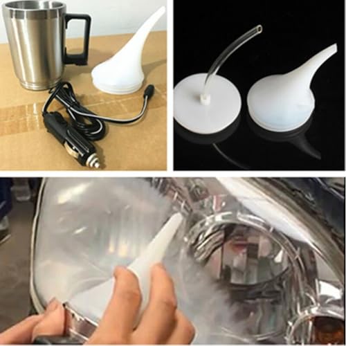 Honseadek Kit de restauración de lentes de faros delanteros de coche, 12 V, 60 W, herramienta de taza de pulverización con capacidad de 500 ml, para actualización de molduras exteriores automotrices - imagen 5
