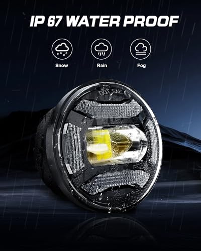 Image of LX-LIGHT DOT Black 60W 4.5 Inch LED Passing Light with DRL LED Fog Lamps for Motorcycles Auxiliary Light Bulb Motorcycle Projector Driving Lamp