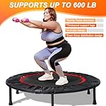 Foldable Mini Trampoline Load 330lbs, 40"/48" Rebounder Trampoline for Adults with Durable Bungee Band and Adjustable Foam Handle for Home Gym, Small Exercise Trampoline for Indoor or Garden Workout - Image 2