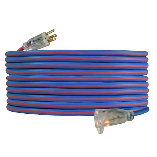 US Wire 99025 12/3 25-Foot SJEOW TPE Cold Weather Extension Cord Blue with Lighted Plug image 2