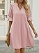 Cicy Bell Damen Sommerkleid Elegant Halbarm Hemdkleid V Ausschnitt Party Kleider Freizeitkleider Einfarbig Midikleid Casual A Linien Kurzes Kleid Rosa M