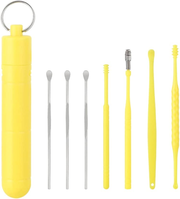Ear Wax Removal Kit Ear Spoon Set Ear Cleansing Tool Set Earwax Removal Kit with Storage Box 7 Pcs Ear Wax Cleaner Kit Ear Pick (A)