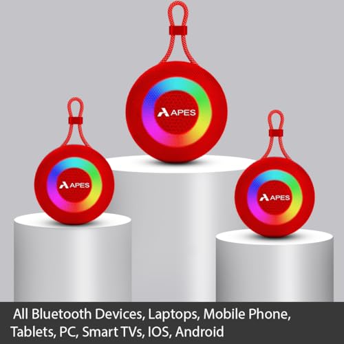 Image of APES Beat Bluetooth Speaker, Wireless Portable Speaker, 5hrs Playtime, Dynamic RGB LED's (Red)