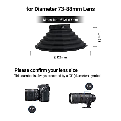 Capuchón de lente de silicona mejorado, antirreflejo, plegable y reversible para lentes de diámetro 73-88 mm, compatible con Canon EF 17-40, 18-200, EF-S 10-22 y Nikon AF-S 10-24, 16-35, 17-55, entre otros miniatura 3