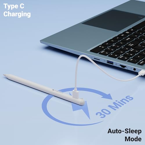 Image of Zebronics Ultra-Lightweight Stylus for iPad, Palm Rejection, Pressure Sensitive, Tilt Support, Auto-Sleep Mode, Magnetic Body, Replaceable Pen Tip, for iOS 12.2 or Above iPads (Stylus Pro 2)