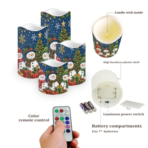 Image of Snowman Gift Flameless LED Candles Set of 4