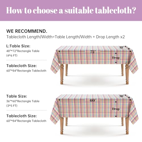 JIALE Easter Gingham Tablecloth, Rectangle Table Cloth 60x84 Inches Buffalo Checkered Table Cover for Mothers Day Spring Summer,Dining Tablecloths for Picnic/Party/Birthday by JIALE - Used condition - Image 5