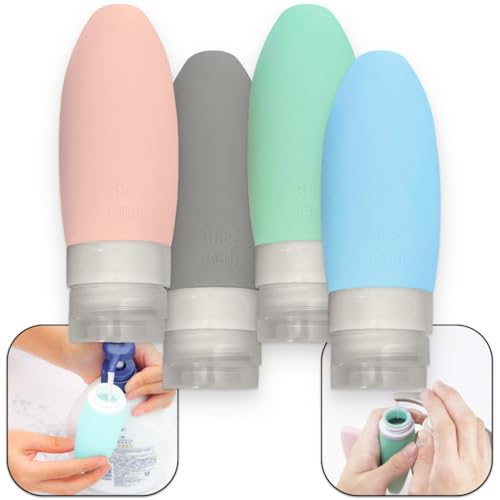 Kit 4 frascos para viagem 90ml Recipiente Porta Shampoo Condicionado Dispense Reutilizável Silicone