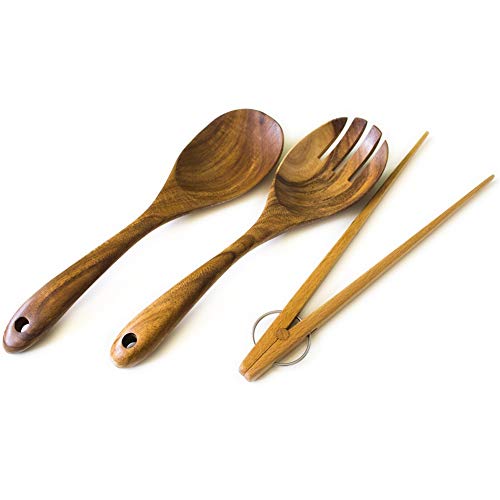 SaladSalad ServersSalad TongsSalad SpoonsSalad Fork3-Piece Set10-inch LongWooden 3 Piece Set