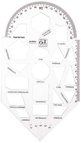 Regua Plastica geometrica x 10 unidades, Waleu 10340001, Multicor