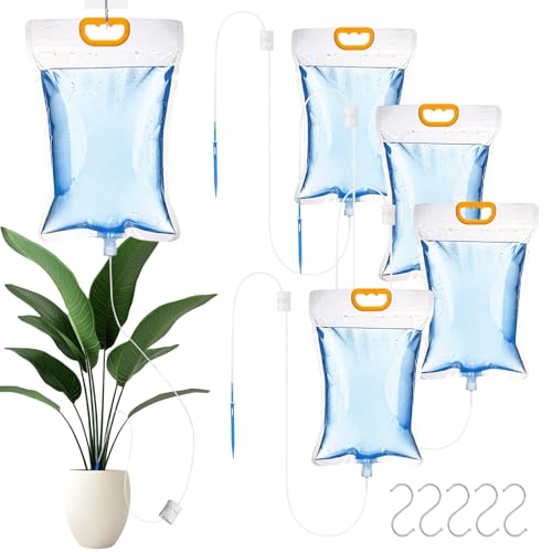 5 Piezas Bolsas de Riego por Goteo de 3,5L, Dispositivo de Riego Automático con Flujo Ajustable, Sistema de Riego para Plantas de Interior y Exterior, Ideal para Jardines y Macetas