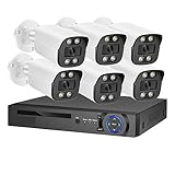 ERETYRET 8MP Sicherheitskamera-System-Kit, 4K-Audio-Mikrofon, H.265 POE NVR, AI-Farbe, Nacht-Überwachungskamera for Zuhause, Outdoor-Set (1T,8CH NVR and 6 Camera)