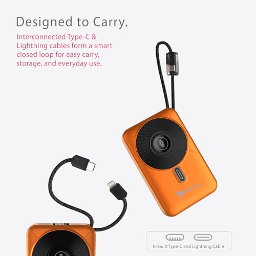 Image of Beetel MagVibe Series WS10 4 in 1 MagSafe 10000mAh Magnetic Wireless Power Bank for Apple iPhone, iWatch & AirPods, Qi Charging for Samsung, OnePlus and Other Android Devices|3M Ring in Box|Orange