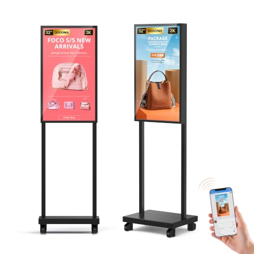 Image of 32 Inch Shop Window Facing Digital Signage Display, 3000 Nits Android 14 Advertising Screen with Auto Brightness Sensor, CMS Control, Heat-Resistant LCD Panel, WiFi /USB /HDMI