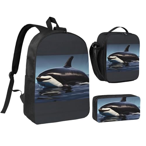 Sac à dos 3 en 1 boîte à déjeuner trousse de voyage école noir