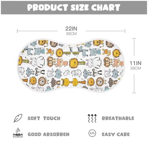 Cute Cartoon Animals Cotton Muslin Baby Burp Cloths Breathable Cloths spit up rag for Babies Girls and Boys Set of 2, 22x11in4