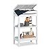 Relaxdays Scaffale da Bagno, Cucina, 3 Ripiani, Scomparto con Anta Ribaltabile, HxLxP: 76,5 x 46 x 29,5 cm, Bianco, Bambù