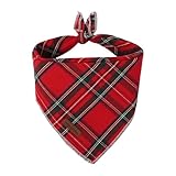 Unique Style Paws Dog Christmas Bandanas 1PC Washable Cotton Triangle Red Plaid Dog Scarfs for Small Medium Large Dogs and Cats