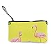 Produktbild N/C Flamingo-Hintergrund Design tropische Blumen niedlich Leinwand Münzgeldbörse Tasche mit Reißverschluss Handschlaufe Make-up Federmäppchen für Frauen Mädchen personalisierbar