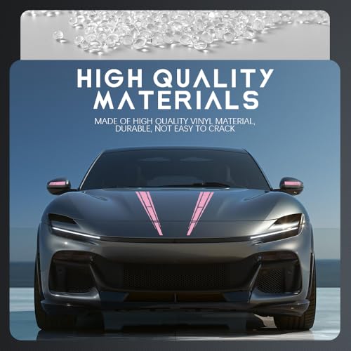 Tecledsn 6PCS Car Hood Stripe Stickers, Racing Sport Vinyl Body Side Stripe Decal, Universal Vehicle Exterior Accessories Water-Resistant Stylish Graphic Stripe Decor for Car Skirt Roof Bumper (Pink)