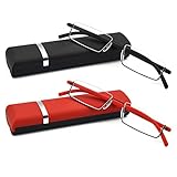 DBEFTLI Half Frame Reading Glasses - Half Rim Computer Readers with Glasses Case for Men (2 PCS in Pouch) 1.75