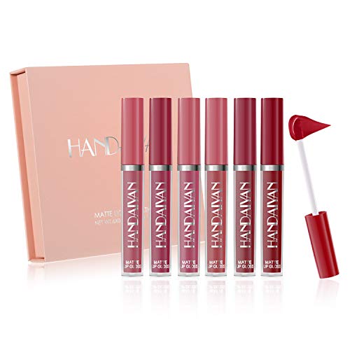 6Pcs Lipstick Sets, Long Lasting Lip Gloss Glazed Velvet Matte Liquid Lipstick Long Lasting Waterproof Lip Tint Cosmetics