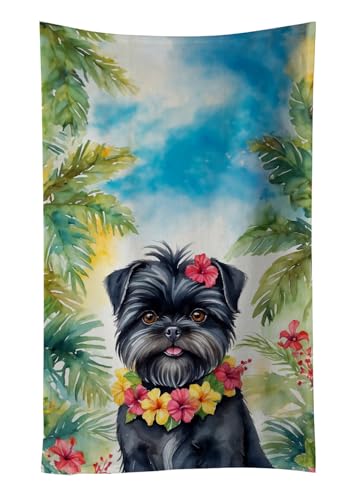 Caroline's Treasures Affenpinscher Luau Kitchen Towel Dish Cloths Guest Hand Towel Decorative Bathroom Towel for Face,Tea, Dishcloth, Kitchen and Bath