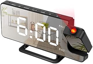 Projection Alarm Clock Mirror Clock Victop Large 7.5" LED Display Dual Alarm with Light Sensing 6 Dimming Mode LED Desk Digital Clock with USB Charger, 12/24Hr, Snooze, Dual Alarm for Bedrooms