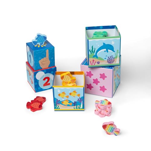 Melissa & Doug® Ms. Rachel™ Sort and Count Nesting and Stacking Blocks with Wooden Fish Preschool Learning Toy for Boys, Girls - FSC Certified - Thumbnail 4