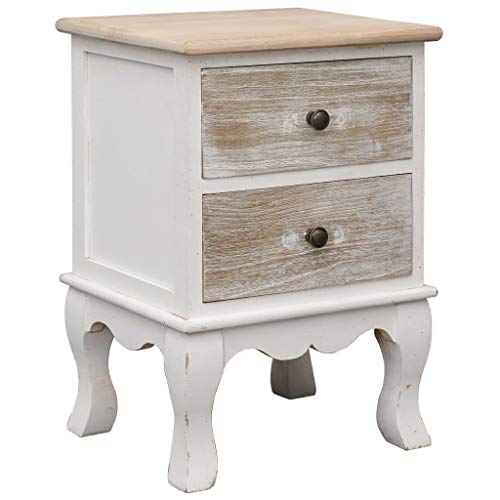 vidaXL Table de Chevet Table de Nuit Armoire de Chevet avec 2 Tiroirs Bout de Canapé Armoire Latérale Chambre à Coucher 35x30x50 cm Bois de Paulownia