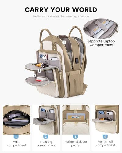 Image of LOVEVOOK Laptop Backpack for Women with Separate Laptop Compartment, 15.6 inch Water Resistant Lightweight Daypacks for College Travel Work Business, Nurse Teacher Computer Bags