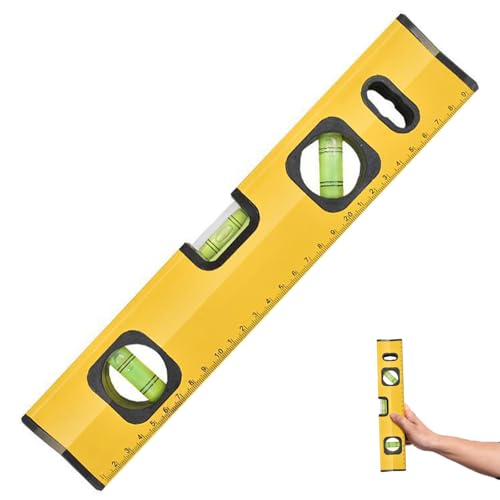 Image of Shock Resistant Torpedo Level, Aluminium Alloy Spirit Level 300mm/12 Inch, with Magnetic Base, with 3 Bubble 45°,90°,180° - Yellow