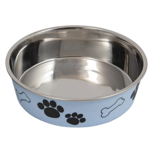 JACK AND VANILLA, Gamelle en Acier Inoxydable Antidérapante pour Animaux, Design Élégant Bleu Clair, Capacité 610ml, Diamètre 15cm, Idéale pour Chiens et Chats, Modèle Bon Appetit